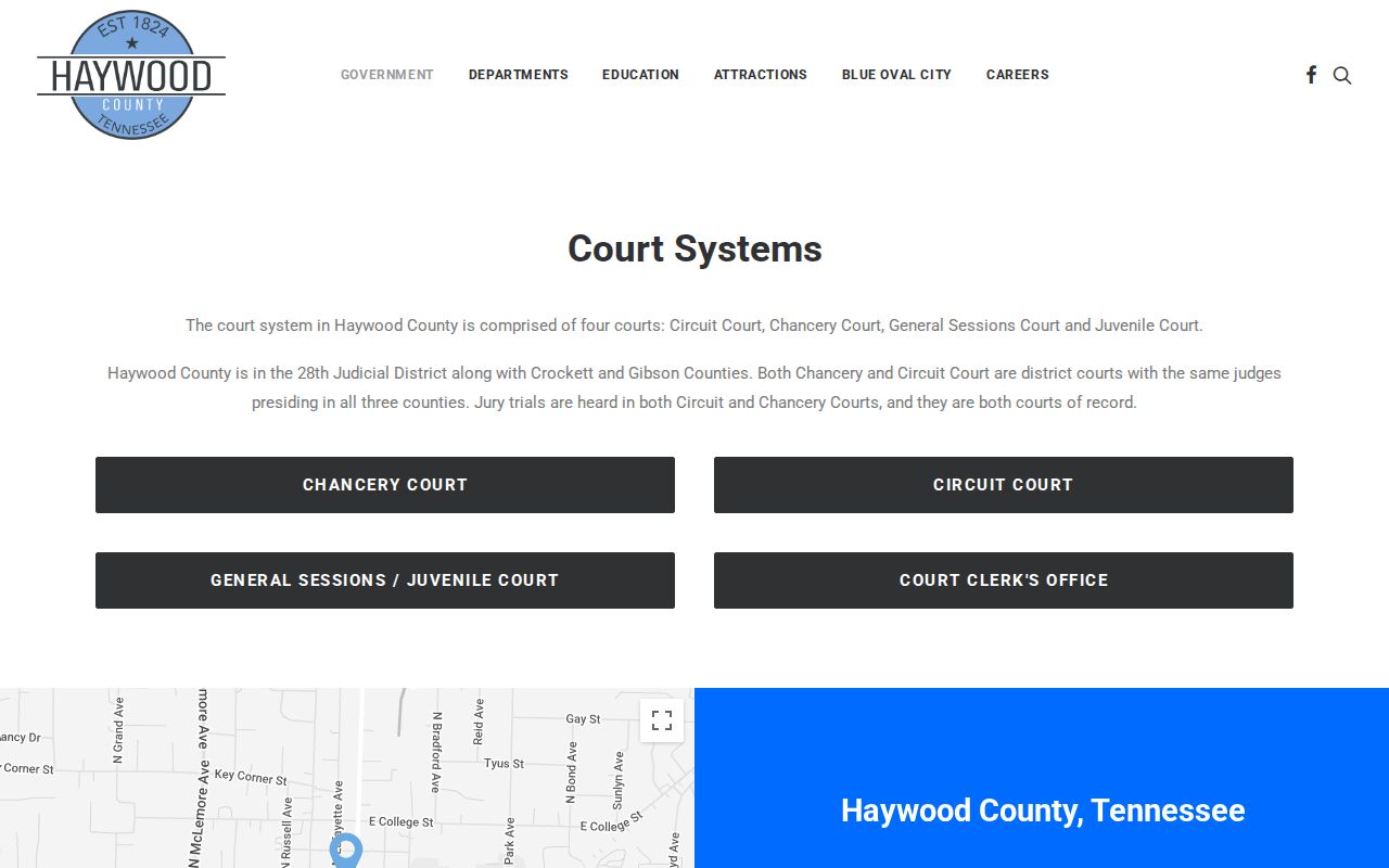 Haywood County warrant records, official map of four county courts