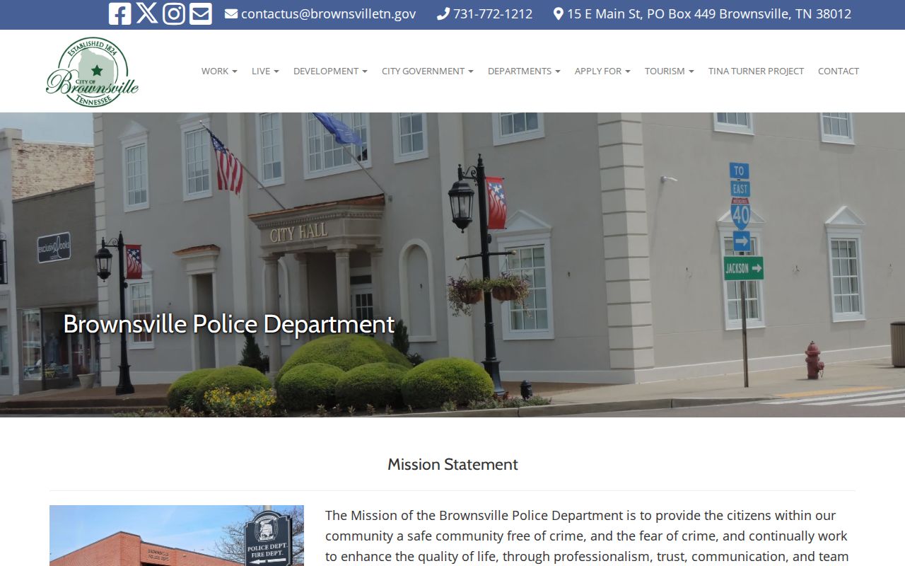 Brownsville warrant records, Police Department administrative contact block