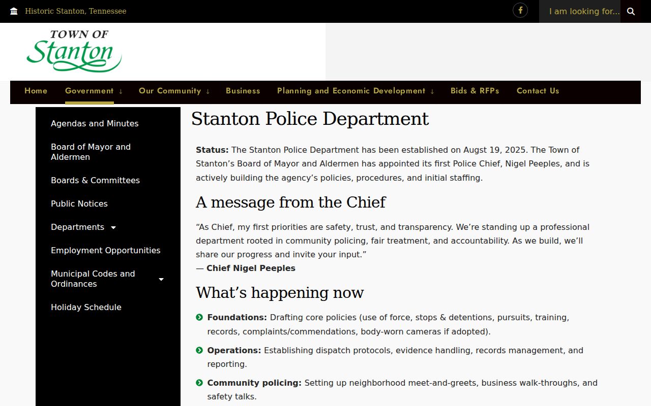 Stanton warrant records, newly formed Stanton Police Department contact information