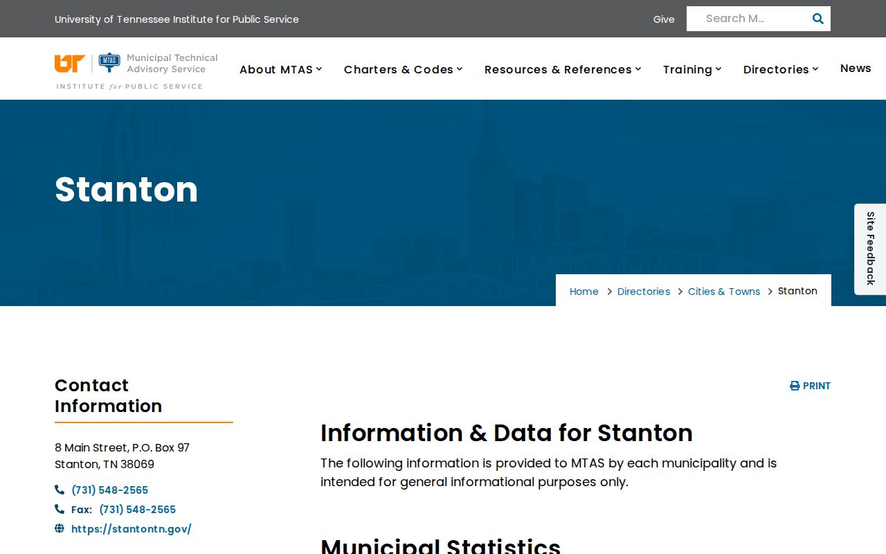 Stanton warrant records, UT MTAS town profile and municipal court context
